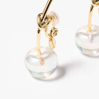 Cherry clip on earrings (soap bubble clear)