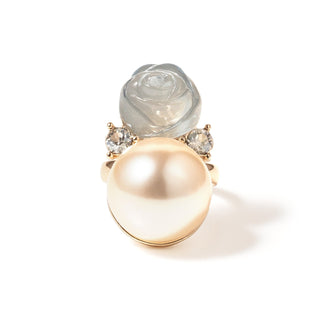 Liquem / Petite Rose Pearl Ring (BL)