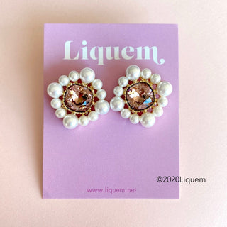 Liquem / Portrait square earrings (Brush rose)