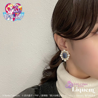 Sailor Moon store x Liquem / Super Sailor Uranus &amp; Neptune intaglio bicolor clip on earrings