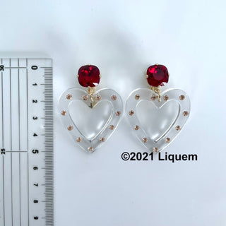 Liquem / clear heart earrings (strawberry)