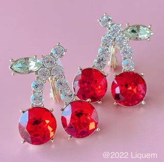 Liquem / big bijou cherry clip on earrings