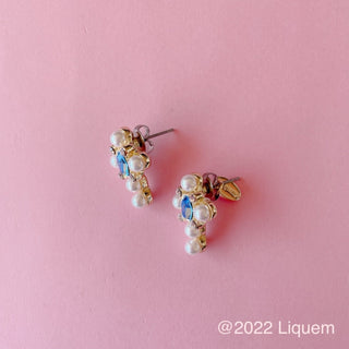 Liquem / Mini deformed cross earrings (Lt sapphire)