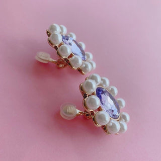 [clip on earrings] Liquem / deformed circle clip on earrings (violet)