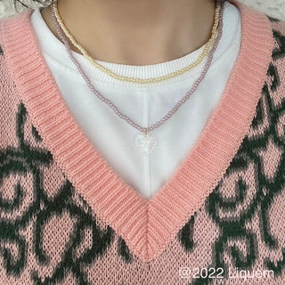 Collier combi à perles de lique / couleur (Pale LV)