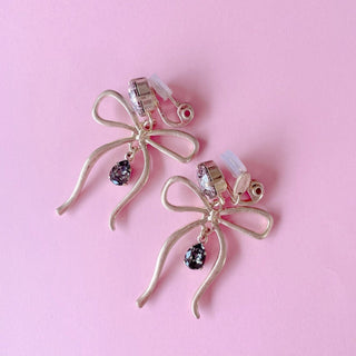 Liquem / Ribbon clip on earrings (black)