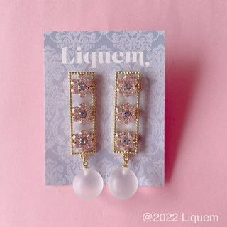 Liquem / Flower lace pearl earrings