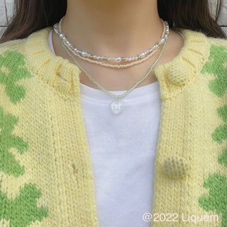 Liquem / Color bead combination necklace (Pale GRN)