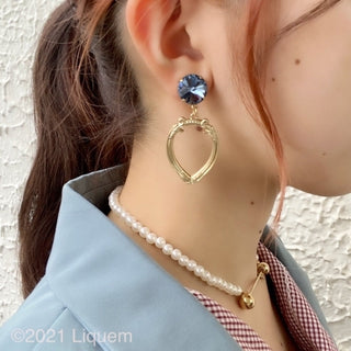 Art frame round clip on earrings (BL)
