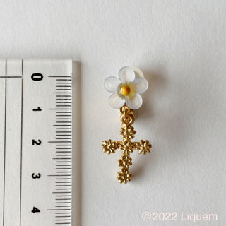vintage flower cross earrings (BL)