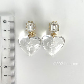 Liquem / Bubblegum heart earrings (clear)