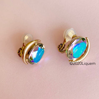 Liquem / Moon prism clip on earrings