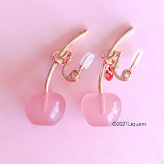 Liquem / Cherry clip on earrings (Sakura syrup)