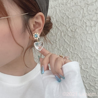 Liquem / Bloom Heart Bubble clip on earrings (March)