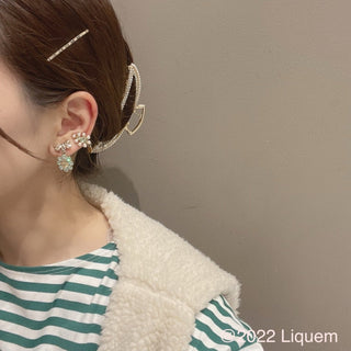 Liquem / new ribbon bloom clip on earrings (honeydew)