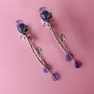 YUKI×Liquem / Lady Rose clip on earrings (SLV Blue)