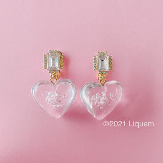 Liquem / Bubblegum heart clip on earrings (clear)