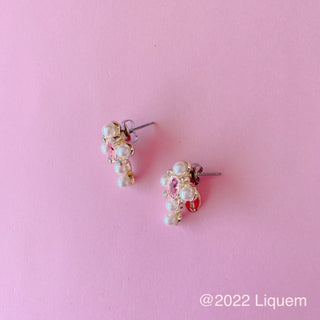 Liquem / Mini deformed cross earrings (Lt rose)