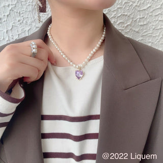 Liquem / big heart necklace(violet)