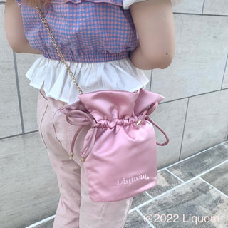 Satin drawstring bag (pink)