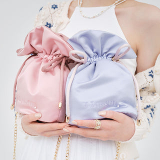 Satin drawstring bag (pink)