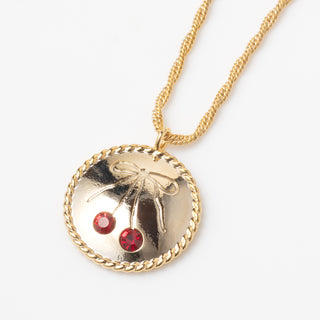 cherry coin necklace