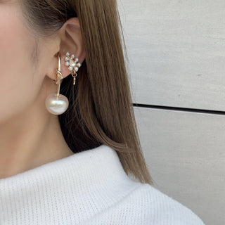 pearl cherry clip on earrings