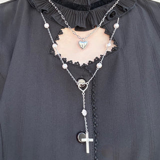 Rosary lariat choker (silver)