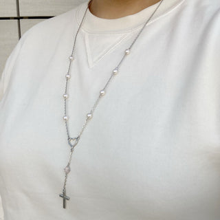 Rosary lariat choker (silver)