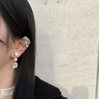 studded crystal clip on earrings