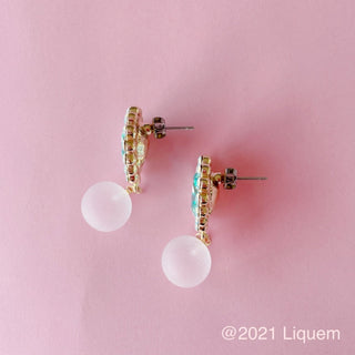 Liquem/mini snowball earrings