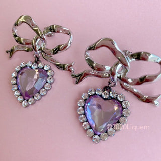 Liquem / ribbon heart earrings