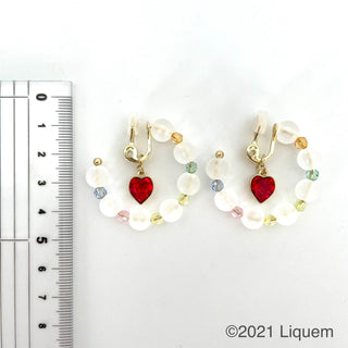 Liquem / bead hoop clip on earrings (vitamins)