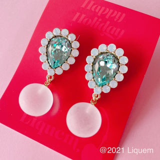 Liquem/mini snowball earrings