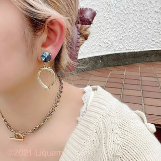 Art frame round earrings (BL)