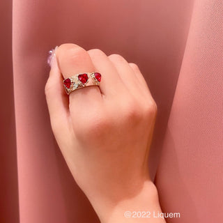 Liquem / Heart studs ring (red)