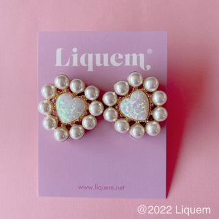 Liquem / Portrait Opal Heart earrings