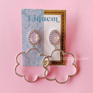 Liquem / Silver flower hoop clip on earrings