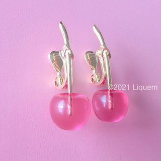 Liquem/kids cherry clip on earrings (passion pink)