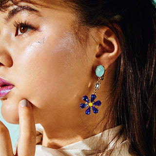 YUKI×Liquem / Flower Bijou clip on earrings (BL)