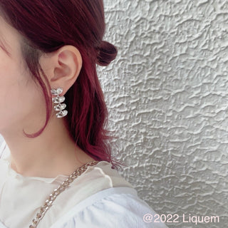 Liquem / Half heart clip on earrings (Ice jewel)