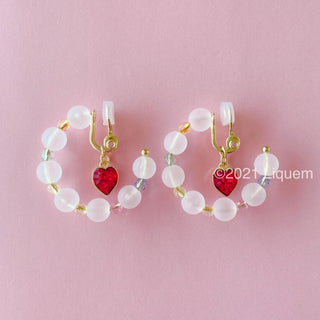 Liquem / bead hoop clip on earrings (vitamins)