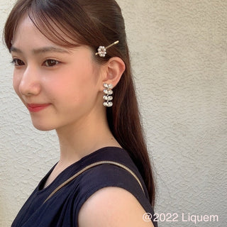 Liquem / Half heart clip on earrings (Ice jewel)