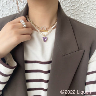 Liquem / big heart necklace(violet)