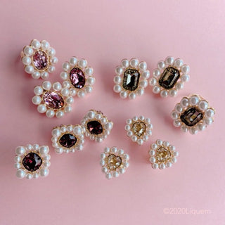 Liquem/portrait clip on earrings (BK diamond)