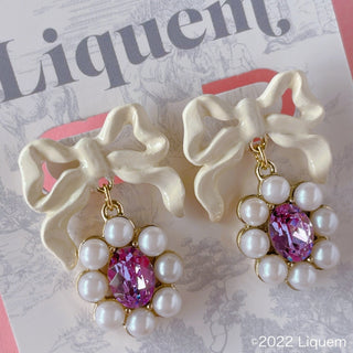 Liquem / Ceramic style ribbon bloom earrings