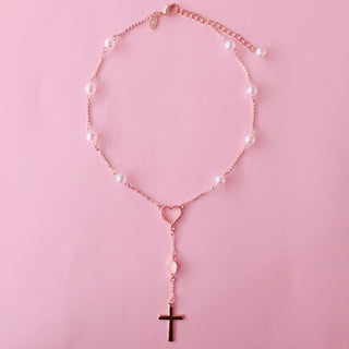 Liquem / Rosary choker (rose quartz)