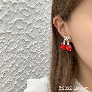 Liquem / big bijou cherry clip on earrings