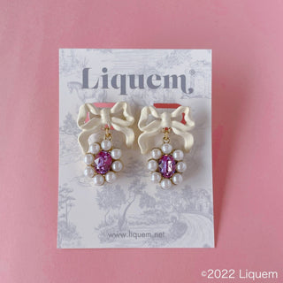 Liquem / Ceramic style ribbon bloom earrings