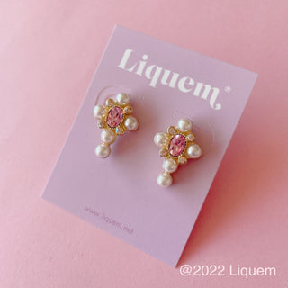 Liquem / Mini deformed cross earrings (Lt rose)